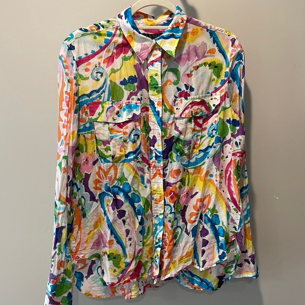 Lauren Ralph Lauren Colorful Blouse Size L